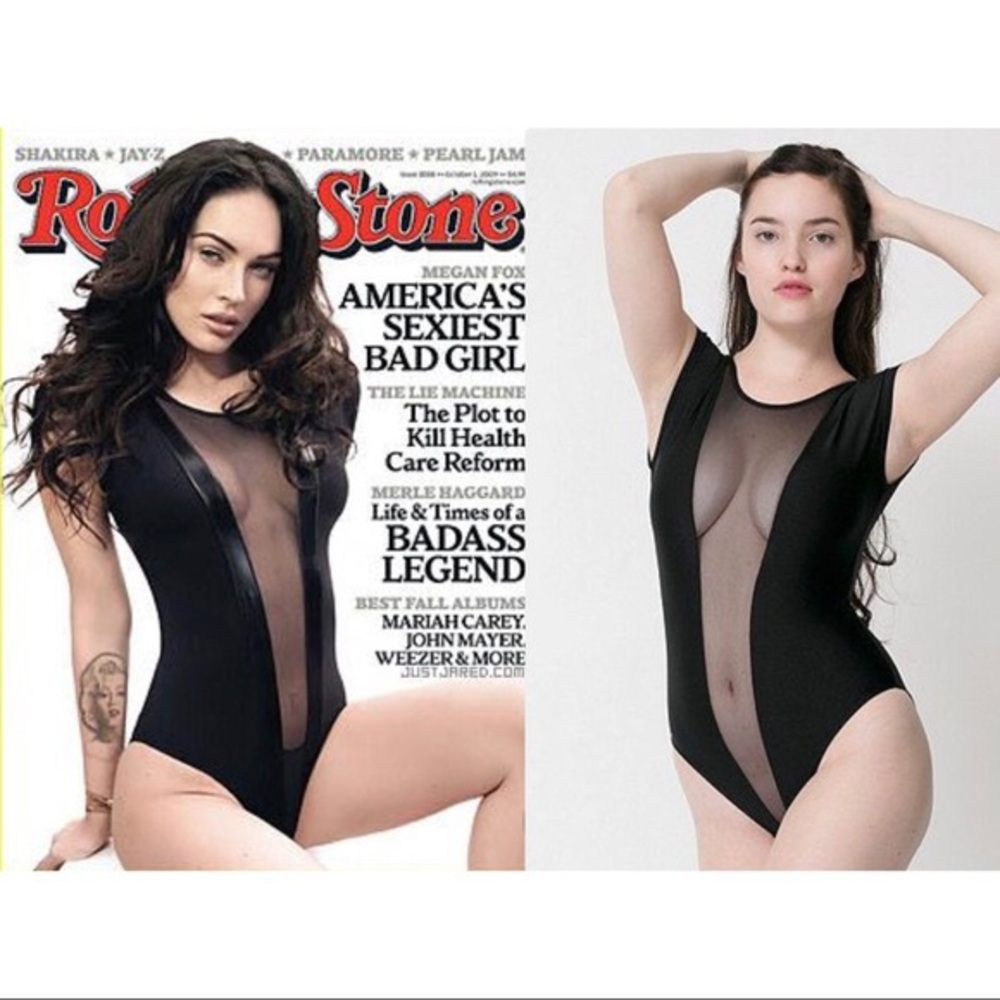 American Apparel Body Suit w Sheer Mesh - M